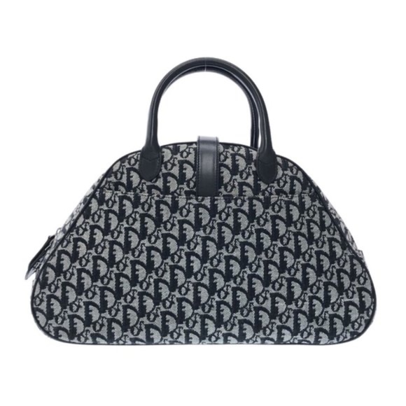 100% Authentic Christian Dior Double Saddle Navy White Black Jacquard Bag - Picture 2 of 12